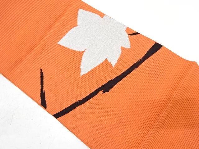 絽綴れ　紅葉模様織り出し名古屋帯